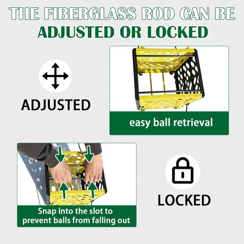 Miniatura 6 de Colector de tolva de pickleball con ruedas, capacidad de 40 bolas de pickleball, parte superior ligera de pickleball, herramienta de recolección