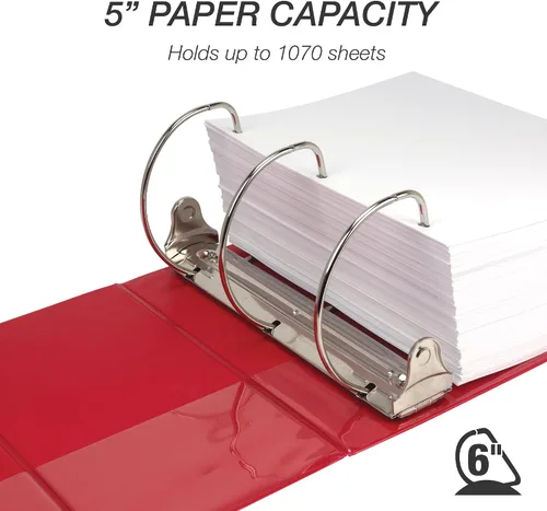 Miniatura 448 de Samsill - Carpeta duradera de 5 pulgadas, fabricada en los Estados Unidos, con anillos en D, transparente y personalizable, color blanco