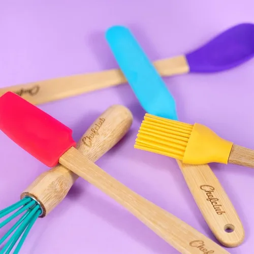 Miniatura 5 de Chefclub Kids Montessori - Juego de utensilios de cocina de 5 piezas, silicona antiadherente resistente al calor para niños y principiantes