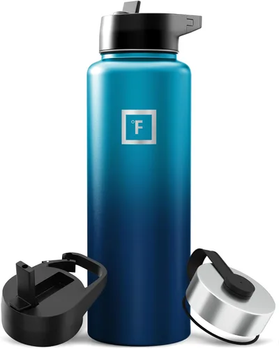 Miniatura 19 de IRON °FLASK Frasco de hidratación para acampar y senderismo con pajilla, botella de agua deportiva de acero inoxidable con aislamiento de boca Dark