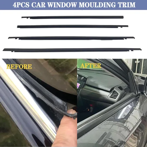 Miniatura 3 de 4 piezas moldura de ventana tira selladora sello de ventana compatible con Honda Civic sedán de 4 puertas 2016 2017 2018 2019 2020 2021 reemplaza