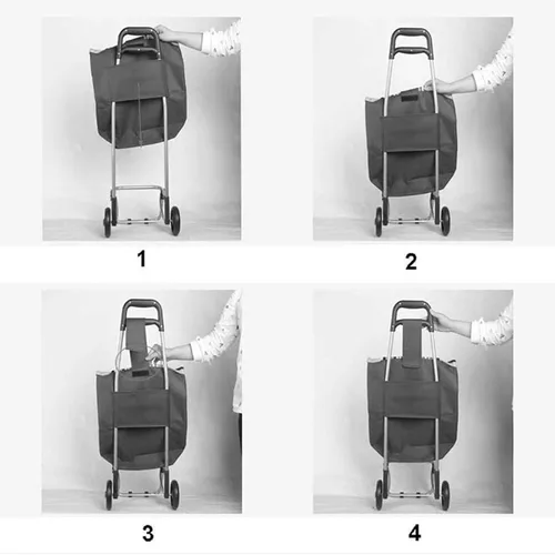 Miniatura 6 de THEGA Bolsa de repuesto plegable para carrito de compras de 35 litros, bolsa de almacenamiento impermeable de tela Oxford, bolsa de repuesto