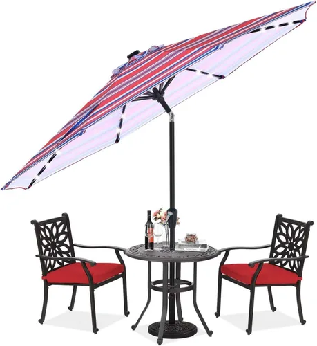 Miniatura 13 de ABCCANOPY Sombrillas solares duraderas para patio con 32 luces LED de 7.5 pies (beige claro)