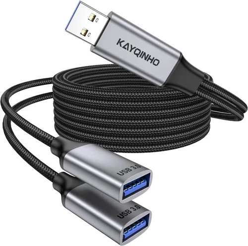 Miniatura 11 de Divisor USB 3.0 de 1 en 2 salidas, cable USB divisor Y, cable USB macho a 2 hembras para PC, tableta, portátil, MacBook, teclado, PS4, PS5, mouse