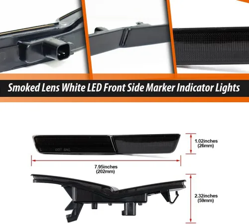 Miniatura 3 de ADIIL Luces de posición laterales LED de repuesto para Dodge Challenger SRT Widebody RT ámbar LED guardabarros delanteros OEM Fit Sidemarker Kit