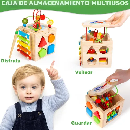 Miniatura 3 de Batlofty Cubo de Actividad de Madera, 8 en 1 Juguetes Montessori para Niños de 1 y 2 Años Niña y Niño Pequeño Juguetes Sensoriales Educativos