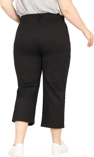 Miniatura 4 de Bamans Pantalones capri de talla grande para mujer, elásticos, cómodos, de pierna recta, para el trabajo, con bolsillos