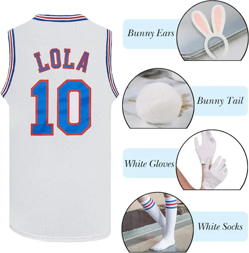 Miniatura 2 de Camiseta de baloncesto para hombre Lola #10 Bugs #1 Space Movie Jersey 90S Hip Hop Ropa Camisa para Fiesta