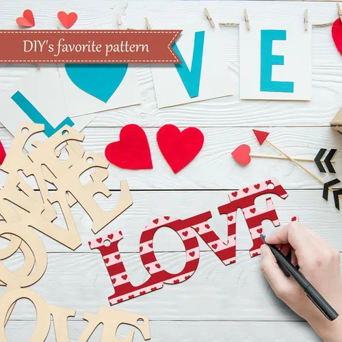 Miniatura 2 de Adornos de madera para cartas de amor para pintar de 7 pulgadas, tamaño grande, para el Día de la Madre, el Día de San Valentín, discos de madera