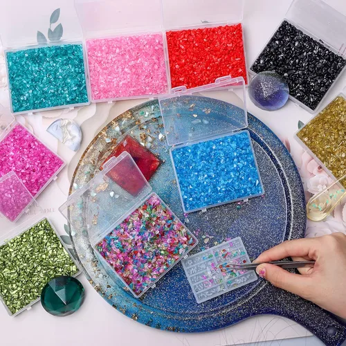 Miniatura 6 de Chips de cristal triturado de cristal irregular, chispas gruesas de 0.079 a 0.157 pulgadas para manualidades, manualidades, relleno de jarrón, molde
