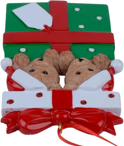 Miniatura 6 de Adornos de Navidad familiares personalizados 2023 – Adorno de Navidad de familia de 2 osos – Decoración de árbol de caja de regalo de oso