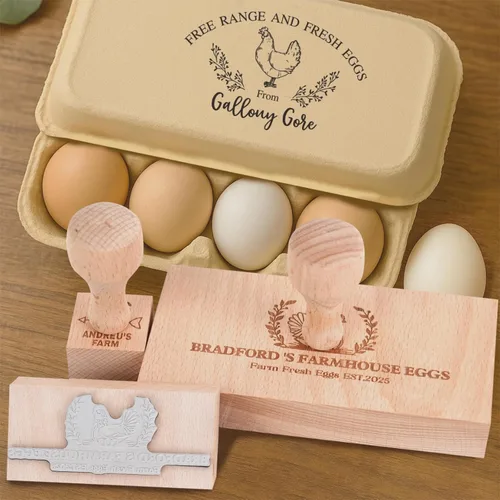 Terwex Sellos de Cartón de Huevos Personalizados, Sello de Cartones de Huevos Personalizado, Sello de Goma para Cartones de Huevos Frescos de