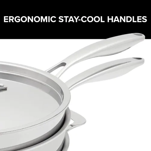Miniatura 8 de Nuwave Juego de utensilios de cocina profesionales de acero inoxidable de 9 piezas, diseño anestable que ahorra espacio, triple capa resistente