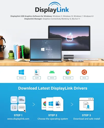 Miniatura 8 de UtechSmart Estación de acoplamiento USB, 11 en 1 USB C Dock triple pantalla, estación de acoplamiento USB 3.0 para laptop con doble HDMI, VGA, PD