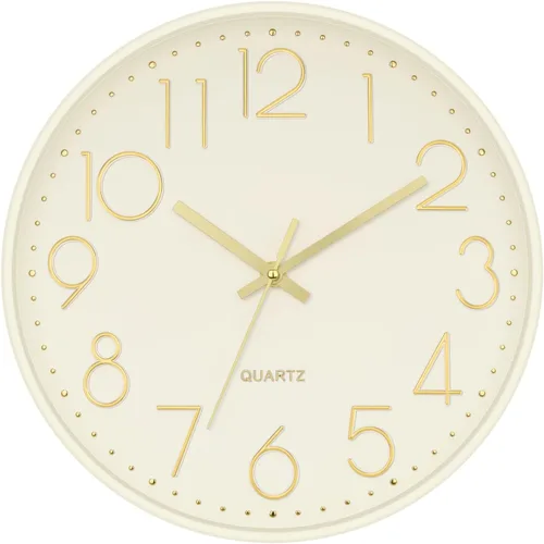 Miniatura 17 de Foxtop Reloj de pared negro de 12 pulgadas, silencioso, sin tictac, de cuarzo, funciona con pilas, reloj redondo fácil de leer para oficina, aula