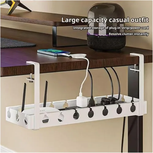 Miniatura 6 de Extendable Under-desk Cable Management Tray, No Drilling Required, Adjustable Clips, Cable Hidden Channel Organizer(Fixed black)