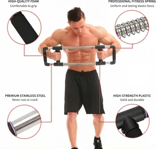 Miniatura 3 de GOFITNESS Entrenador de pecho con barra de empuje hacia abajo, equipo de entrenamiento en casa para pecho, brazo, hombro, abdominales y espalda