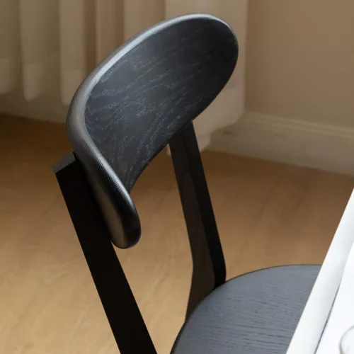 Miniatura 9 de Sillas de comedor 100% de roble macizo, silla de comedor moderna de mediados de siglo con respaldo curvo, silla de madera de grado FAS, fabricada