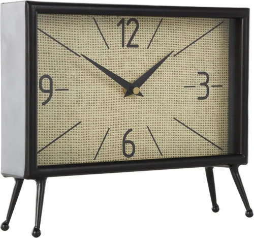 Miniatura 7 de Deco 79 Reloj rectangular de metal con esfera de reloj manchada de té, 10 x 3 x 8 pulgadas, negro