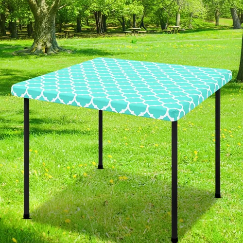 Miniatura 39 de Smiry Mantel cuadrado para mesa de pícnic, manteles de camping impermeables elásticos ajustables, protector de mantel de vinilo con respaldo de Gris