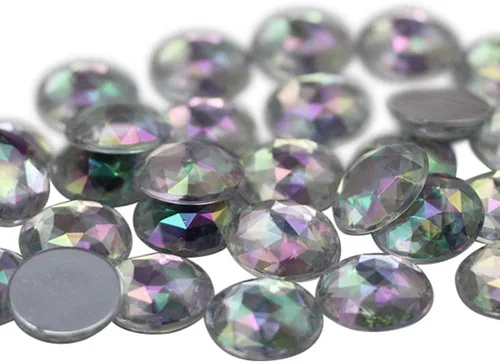 Miniatura 22 de Joyas de diamantes de imitación acrílicos redondos con parte trasera plana de 0.709 in, adornos de gemas de plástico para cosplay, disfraces