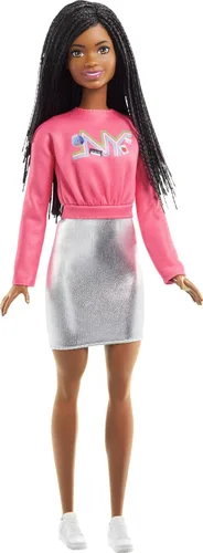 Miniatura 14 de Barbie Extra Minis Doll #3 (14 cm) con traje de moda de 2 piezas con emojis, con soporte para muñeca y accesorios que incluyen gafas de sol y bolso
