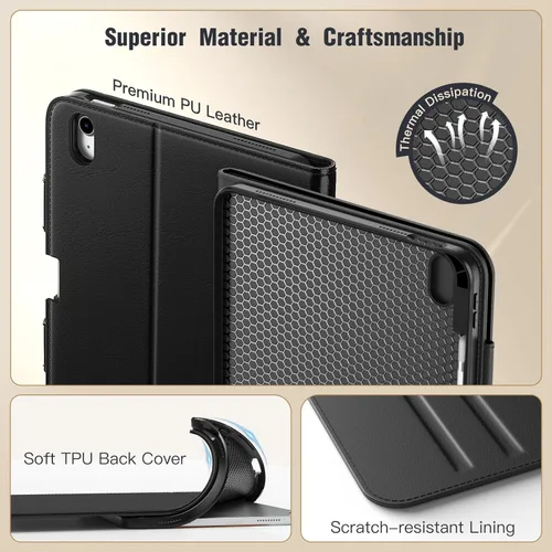 Miniatura 5 de MoKo Funda para iPad A16 de 11 pulgadas, funda para iPad de 11ª/10ª generación (2025/2022) con soporte para lápices y bolsillo, cubierta de soporte