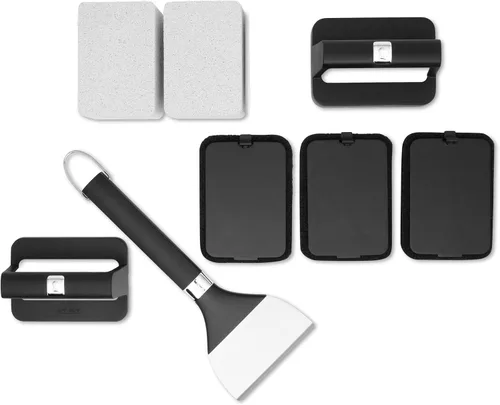 Miniatura 3 de Weber Kit de limpieza de plancha, 8 piezas – Rascador de plancha resistente, almohadillas para fregar, piedras de limpieza y asas de fácil agarre