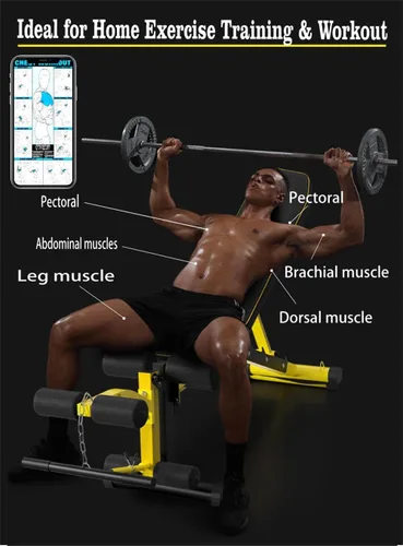 Miniatura 7 de Banco de pesas utilitario con extensión de pierna, banco ajustable multiposición para entrenamiento de fuerza, ejercicio con mancuernas y Negro