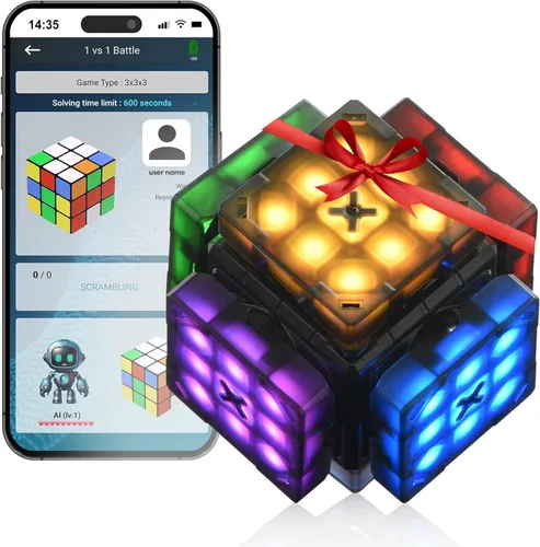 Miniatura 2 de eX-Mars Connect AI Robot Cube & Smart Cube, cubo STEM de auto-desordenamiento con 10 tipos de rompecabezas Cubo de velocidad de auto-solución