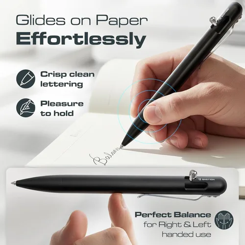 Miniatura 3 de BASTION Bolt Action Pen - Bolígrafo HyperBolt EDC de aluminio negro, bolígrafo de escritura de metal premium, tinta suave, bolígrafo de bolsillo