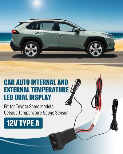 Miniatura 2 de Termómetro de Temperatura de Coche de Pantalla Dual Interna y Externa Compatible con Toyota Sequoia Tundra Tacoma 4Runner RAV4 Corolla, etc.