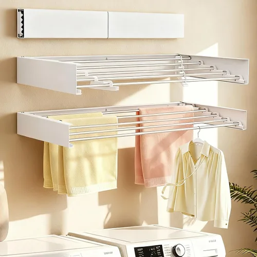 Estante de secado para montar en la pared, 31.5 pulgadas, plegable, resistente a 60 libras, estante de lavandería que ahorra espacio, resistente a