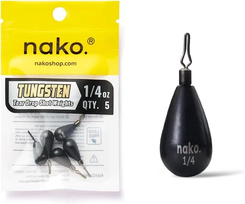 Miniatura 11 de Nako - Pesas de tungsteno para tiro de caída, pesos de tungsteno, pesos de pesca para equipo de tiro caído, 1/32 oz - 1 oz, sin astilla, negro
