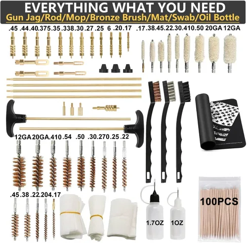 Miniatura 7 de iunio Kit de limpieza universal de pistola, con alfombrilla y funda, escobillas de latón completas, varillas y adaptadores, para todas las pistolas