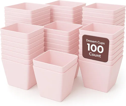 Miniatura 15 de Restaurantware - Tazas Kova de 5 onzas, 100 tazas cuadradas medianas para aperitivo: duradero, desechable, taza de parfait de plástico transparente