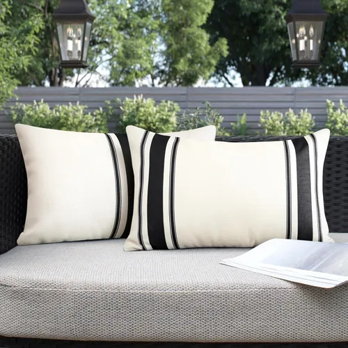 Miniatura 15 de OTOSTAR Paquete de 2 fundas de almohada para exteriores de 18 x 18 pulgadas, impermeables, decorativas, cuadradas, geométricas, para sofá, patio