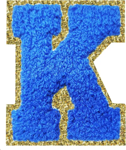 Miniatura 90 de Parches de letras termo-adhesivas de felpilla para chaquetas, parches de letras universitarias con brillantina para planchar en la letra azul A