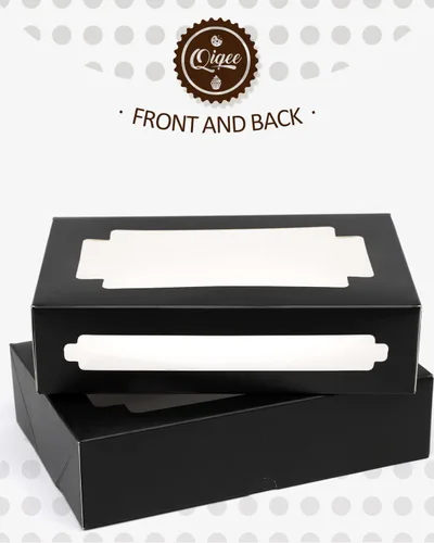 Miniatura 4 de qiqee Paquete de 36 cajas de galletas negras autopop para regalo de 8 x 5.3 x 2 pulgadas, caja de panadería plegable en un segundo con ventana