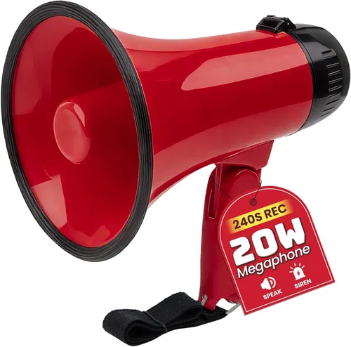 Miniatura 12 de MyMealivos 20W Megaphone Bullhorn, Built in Siren & 240s Recording, 5.4"×8.6" Portable Megaphone with Volume Control Cover Up to 300 feet+ for Verde