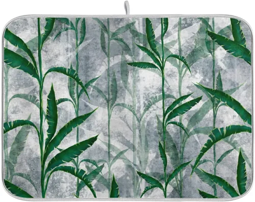 Miniatura 32 de Tapete de secado de platos de flores de fondo negro para encimera de cocina de 18 x 24 pulgadas, tapete de microfibra absorbente, tapete de secado