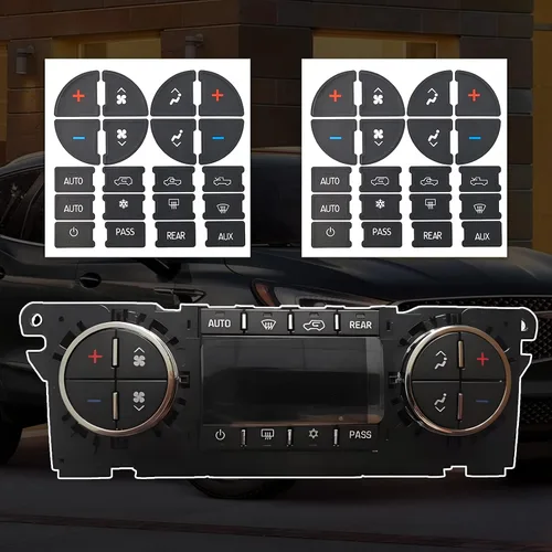 Miniatura 6 de 2 Paquetes Kit de Reparación de Botones del Tablero de CA Calcomanías Adhesivas - Compatible con Chevy, para Reparar Botones de Control de A/C 2 pzas