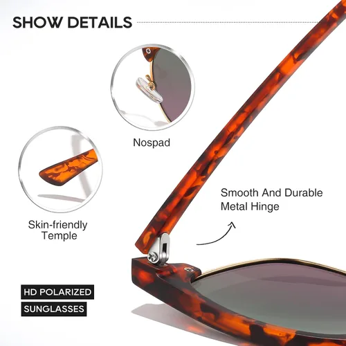 Miniatura 5 de AOMASTE Sunglasses MenMens Polarized Sunglasses for Men Women,Classic Semi-Rimless Sun Glasses