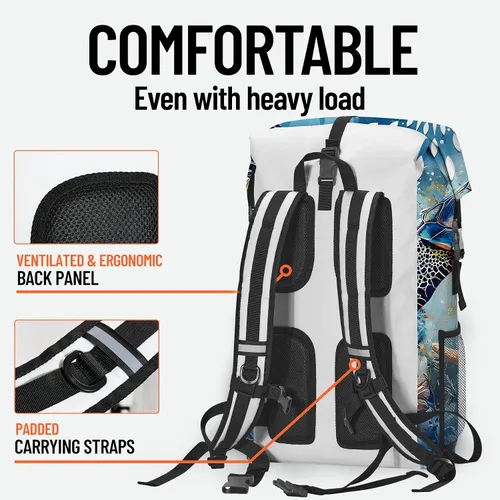 Miniatura 6 de Bolsa seca impermeable Bolsas secas marinas para kayak, senderismo, tortugas marinas, estrellas de mar, mochila con cierre enrollable, mochila