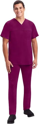 Miniatura 3 de Healing Hands Camiseta quirúrgica para hombre con etiqueta morada Justin 2330 con cuello en V para hombre, Negro, talla única