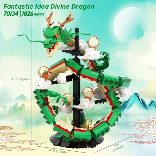Miniatura 3 de JMBricklayer Juego de Construcción de Dragón para Adultos 70134, Modelo de Dinosaurio Coleccionable con Iluminación para Construir, Ideal