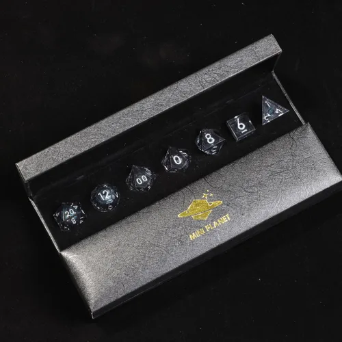 Miniatura 5 de Mini Planet Poliédrico MTG Sharp Edge Liquid Core Dungeons and Dragons RPG Resina Hecho a Mano 7Pcs DND Juego de dados