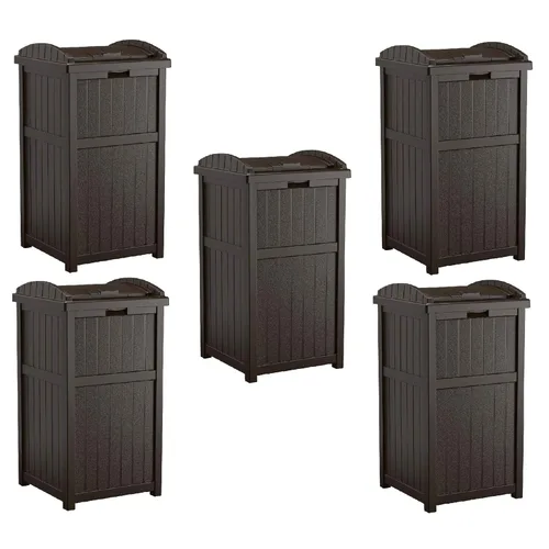 Miniatura 12 de Suncast Paquete de 4 contenedores de basura para exteriores con tapa con pestillo, capacidad de 33 galones Ciberespacio
