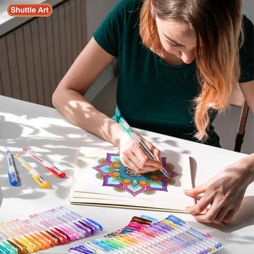 Miniatura 6 de Shuttle Art - Juego de 160 bolígrafos de gel con brillo, 80 colores, con 80 recargas para libros de colorear para adultos, dibujo, manualidades