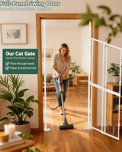 Miniatura 2 de Puerta para gatos extra alta de 74.80-98.43 pulgadas para puerta, amplia y ajustable de 20.8-38 pulgadas, puerta transparente de seguridad